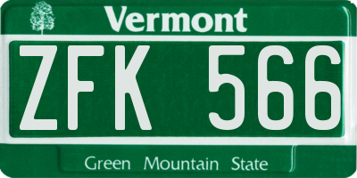 VT license plate ZFK566