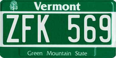 VT license plate ZFK569