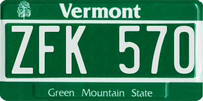 VT license plate ZFK570