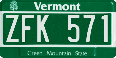 VT license plate ZFK571