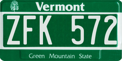 VT license plate ZFK572