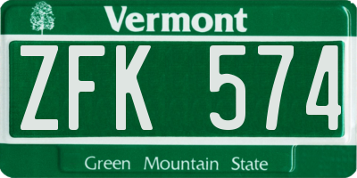VT license plate ZFK574