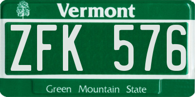 VT license plate ZFK576