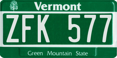 VT license plate ZFK577
