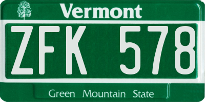 VT license plate ZFK578
