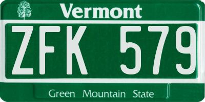 VT license plate ZFK579