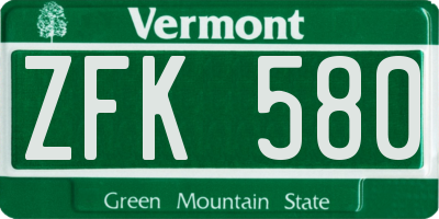 VT license plate ZFK580
