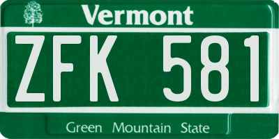 VT license plate ZFK581