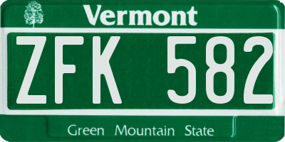 VT license plate ZFK582