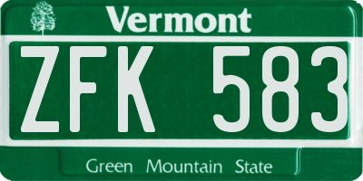 VT license plate ZFK583