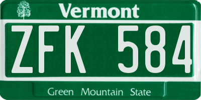 VT license plate ZFK584