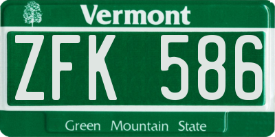 VT license plate ZFK586