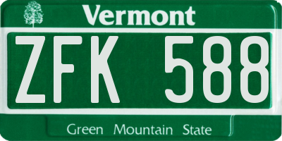 VT license plate ZFK588