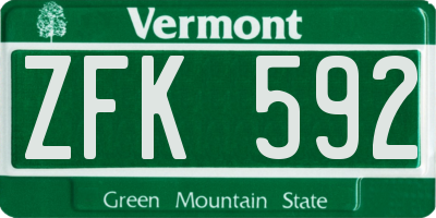 VT license plate ZFK592