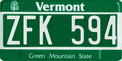 VT license plate ZFK594