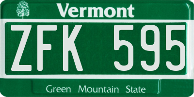 VT license plate ZFK595