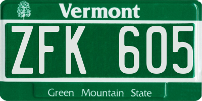 VT license plate ZFK605
