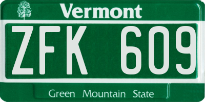 VT license plate ZFK609