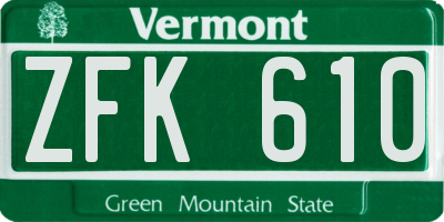 VT license plate ZFK610
