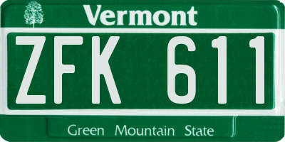 VT license plate ZFK611