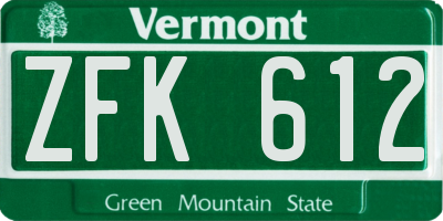 VT license plate ZFK612