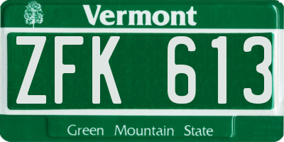VT license plate ZFK613