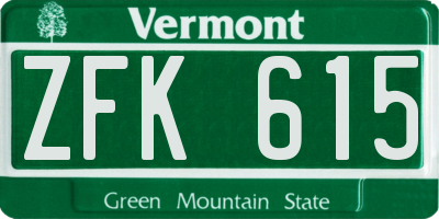 VT license plate ZFK615