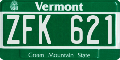 VT license plate ZFK621