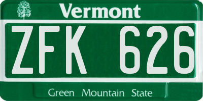 VT license plate ZFK626