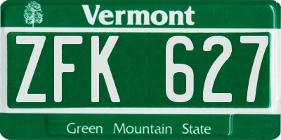 VT license plate ZFK627