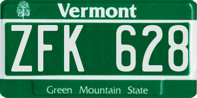 VT license plate ZFK628