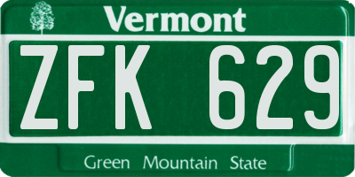 VT license plate ZFK629