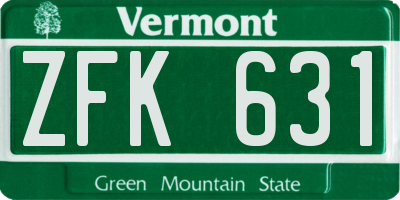 VT license plate ZFK631
