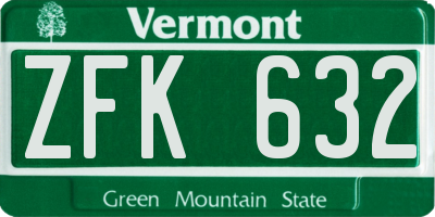 VT license plate ZFK632