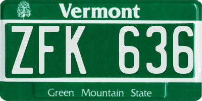 VT license plate ZFK636