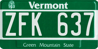 VT license plate ZFK637