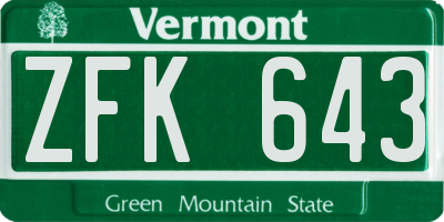 VT license plate ZFK643