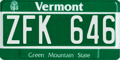 VT license plate ZFK646