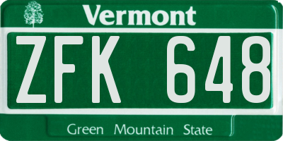 VT license plate ZFK648