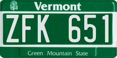 VT license plate ZFK651