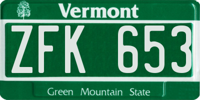 VT license plate ZFK653