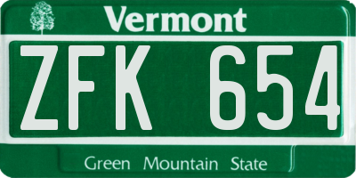 VT license plate ZFK654
