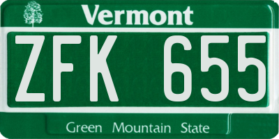 VT license plate ZFK655