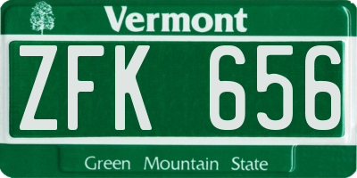 VT license plate ZFK656