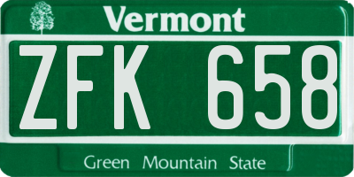 VT license plate ZFK658