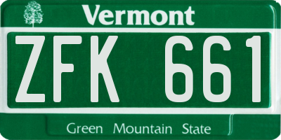 VT license plate ZFK661
