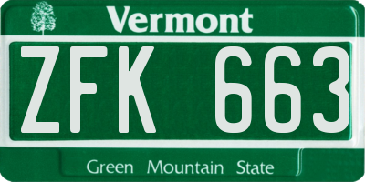 VT license plate ZFK663