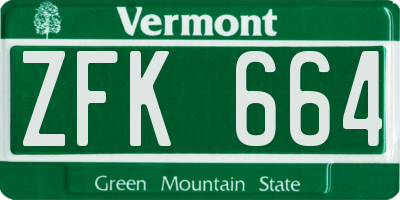 VT license plate ZFK664