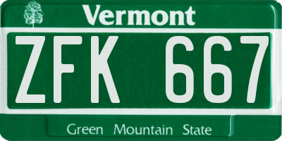VT license plate ZFK667
