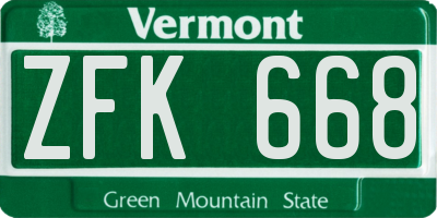 VT license plate ZFK668